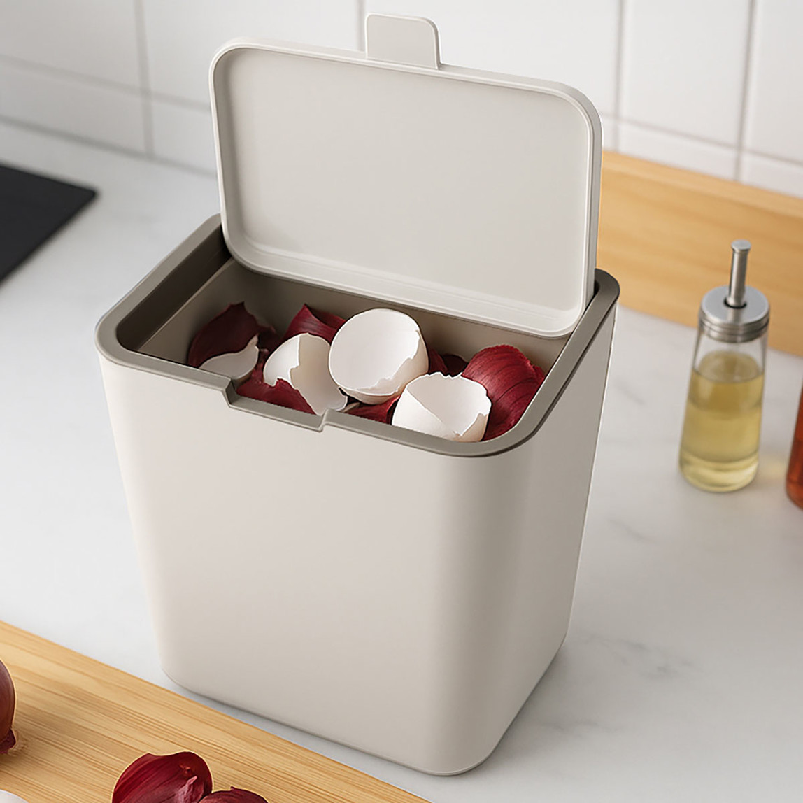    Flip Çöp Kovası Bej 6L 