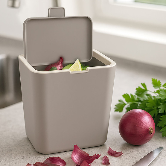 Flip Çöp Kovası Kum Beji 6L