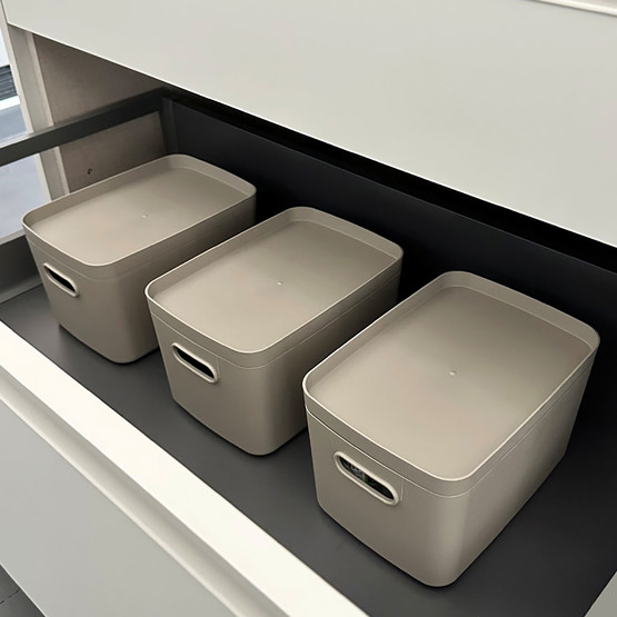 Linea 3'lü Raf Düzenleyici Saklama Kutusu Kum Beji