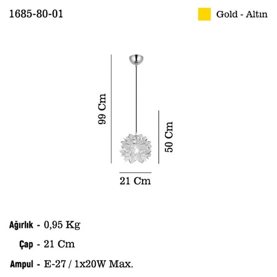 Lucea Rozera Tekli Altın Avize