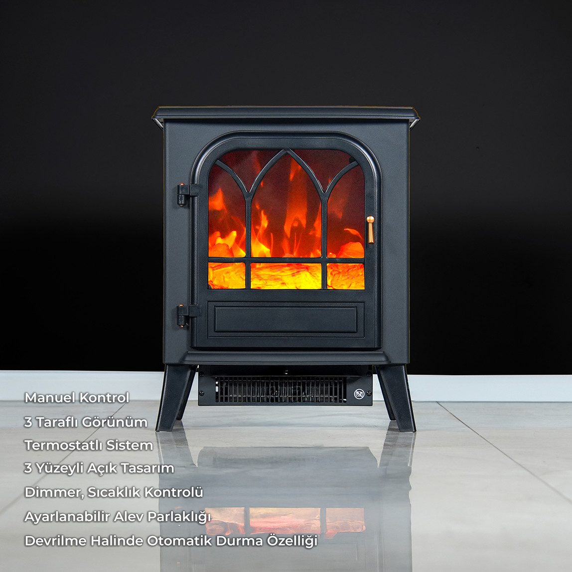   DLC Flamix Dekoratif Ayaklı Şömine 1950W 
