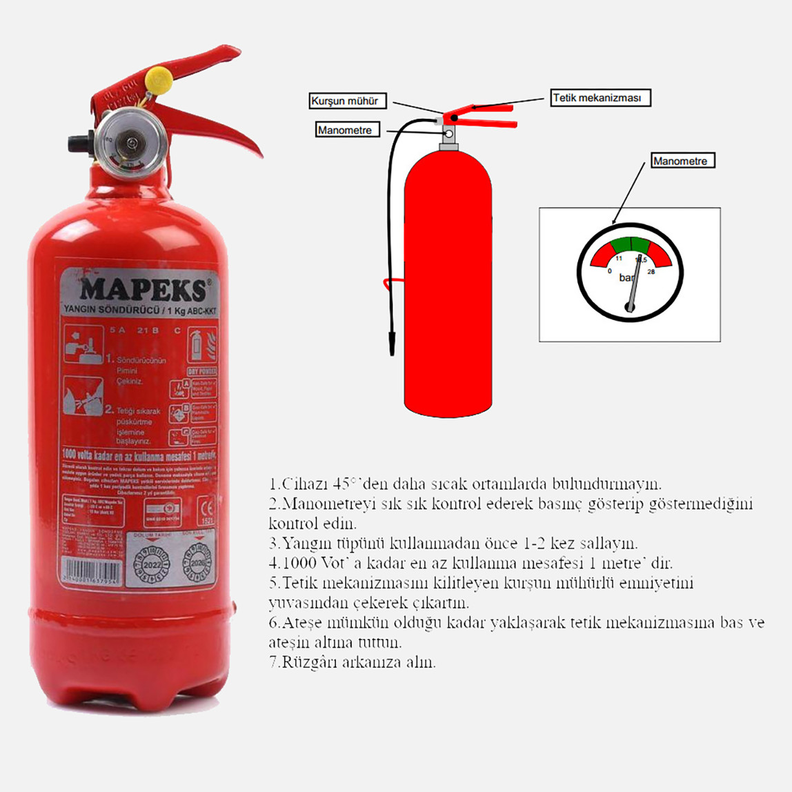    Mapeks Yangın Söndürücü 1Kg 