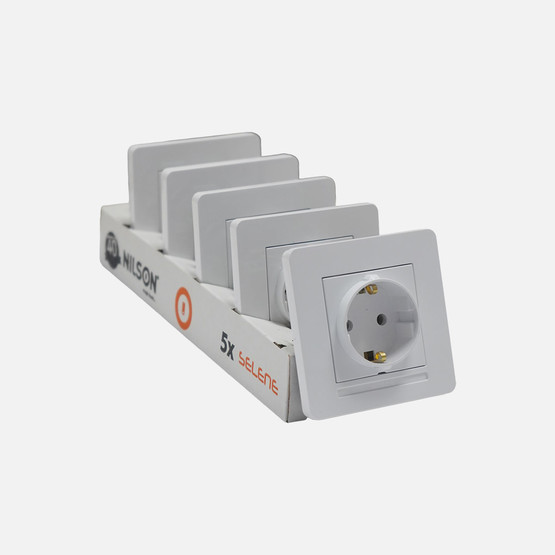 Selene Beyaz Topraklı Priz 5 Adet