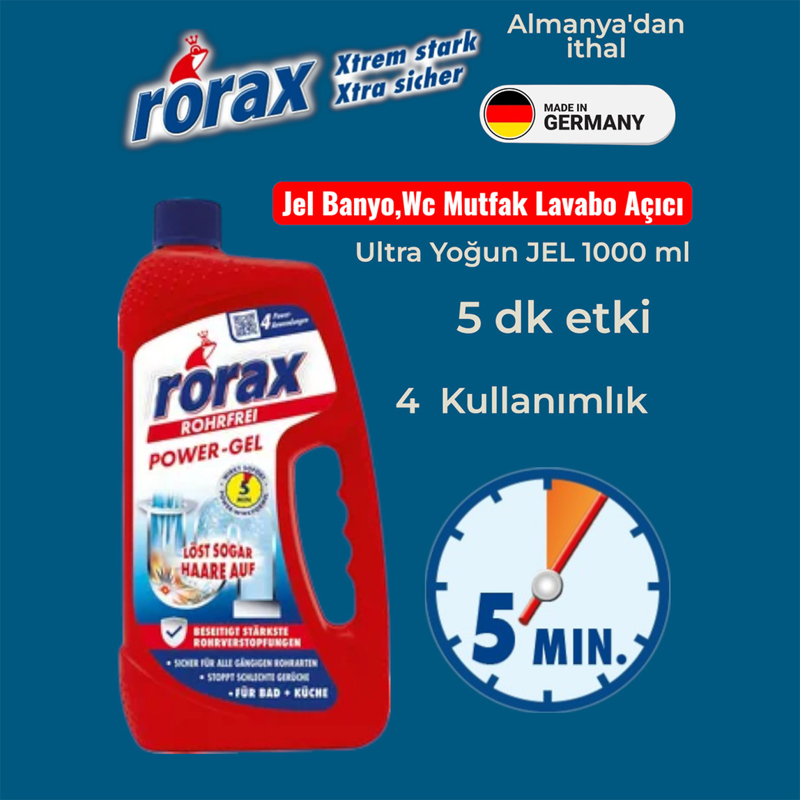    Rorax Koku Giderici Güçlü Lavabo Açıcı Jel 