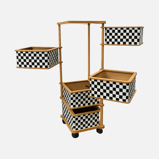 Ahşap 5 Katlı Tekerlekli Sebzelik ve Çok Amaçlı Organizer