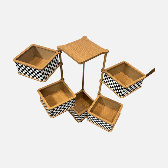 Ahşap 5 Katlı Tekerlekli Sebzelik ve Çok Amaçlı Organizer