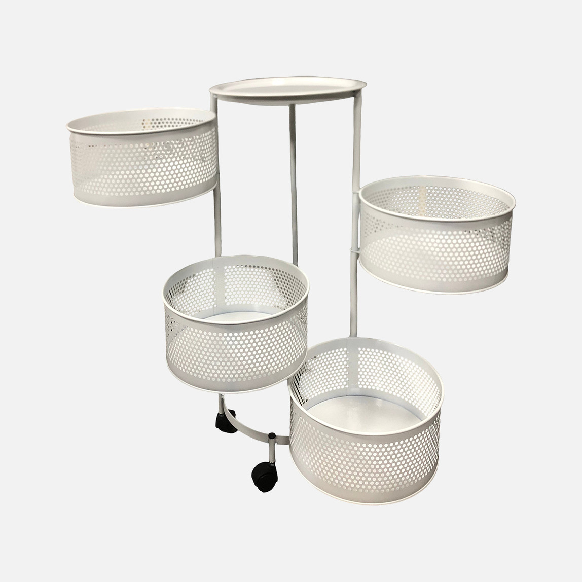    Metal 4 Katlı Tekerlekli Sebzelik Beyaz 