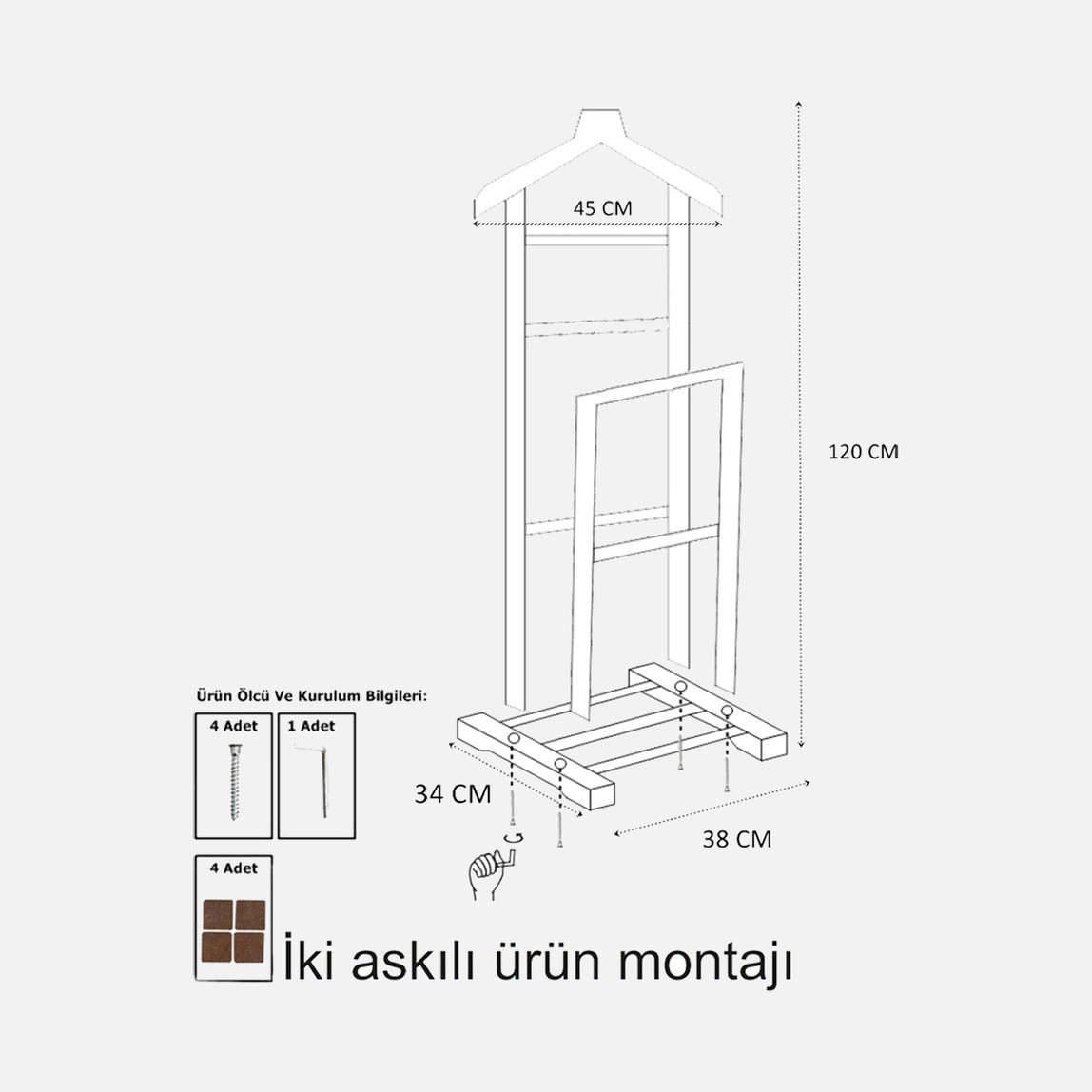    EldoihuS İkili Sehpalı Dilsiz Uşak Natural 