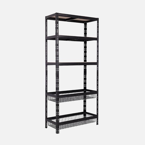 Trestles 3 Raflı 2 Sepetli Metal Raf Antrasit 90x40x180 cm
