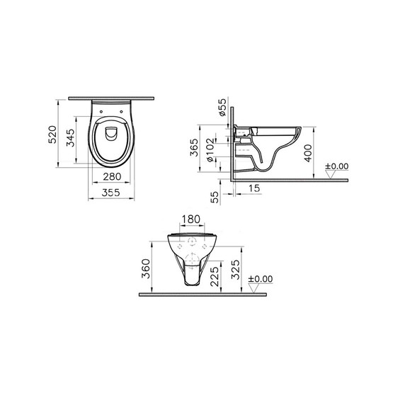 Vitra Serenix Round Smoothflush Asma Klozet Set Beyaz