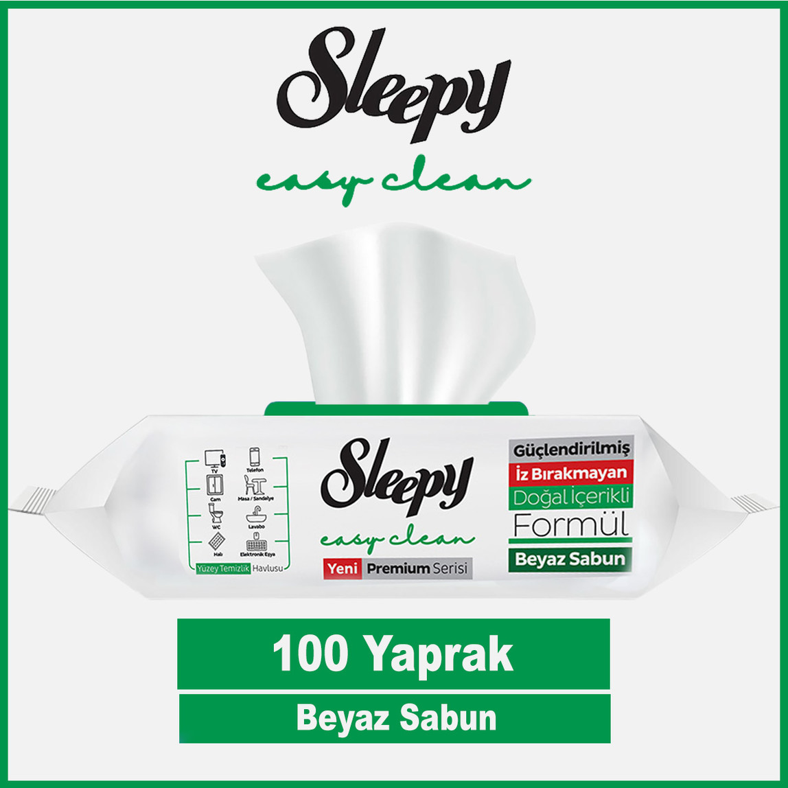    Sleepy Easy Clean Yüzey Temizlik Havlusu Beyaz Sabun 
