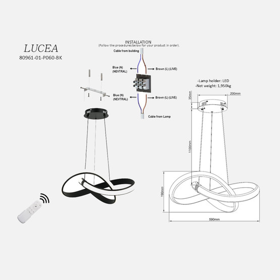 Lucea Atum Ledli Sarkıt Avize 90W 3000K-6000K