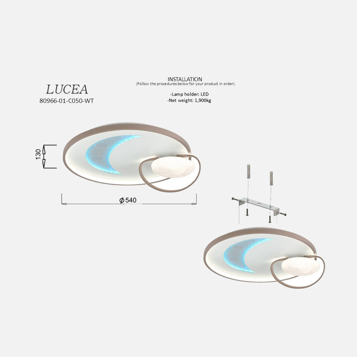    Lucea Benci 01 Ledli Beyaz RGB Plafonter 68W 