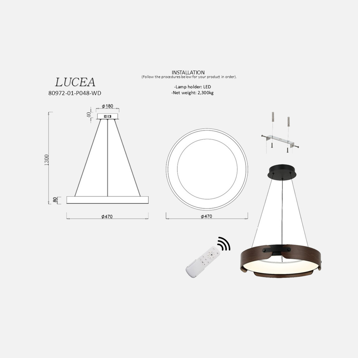    Lucea Mais Ledli Sarkıt Avize 48cm 