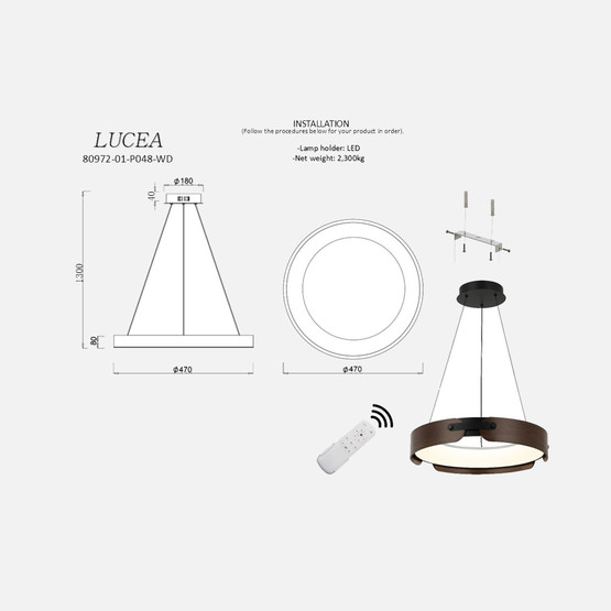 Lucea Mais Ledli Sarkıt Avize 48cm