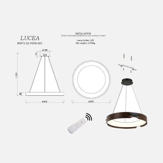 Lucea Mais Ledli Sarkıt Avize 58cm