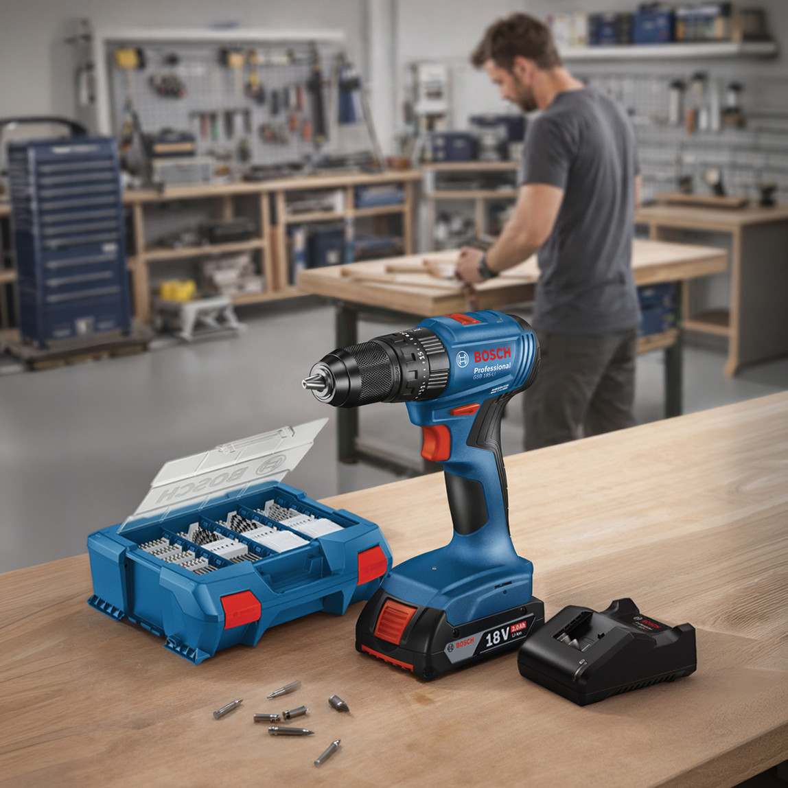    Bosch GSB 185-LI Akülü Darbeli Delme Vidalama(1x18V 2.0 Ah.Akü ve 82 Parça Uç Seti Hediye) 