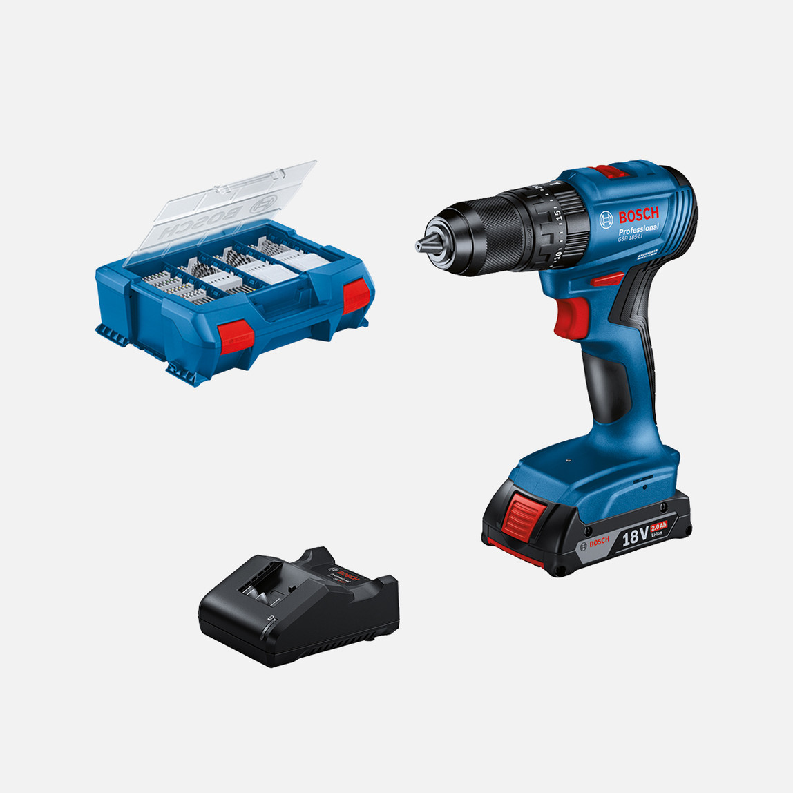    Bosch GSB 185-LI Akülü Darbeli Delme Vidalama(1x18V 2.0 Ah.Akü ve 82 Parça Uç Seti Hediye) 