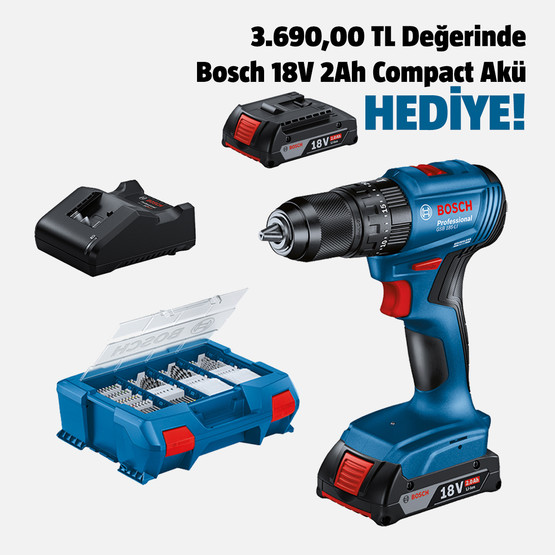 Bosch GSB 185-LI Akülü Darbeli Delme Vidalama(1x18V 2.0 Ah.Akü ve 82 Parça Uç Seti Hediye)