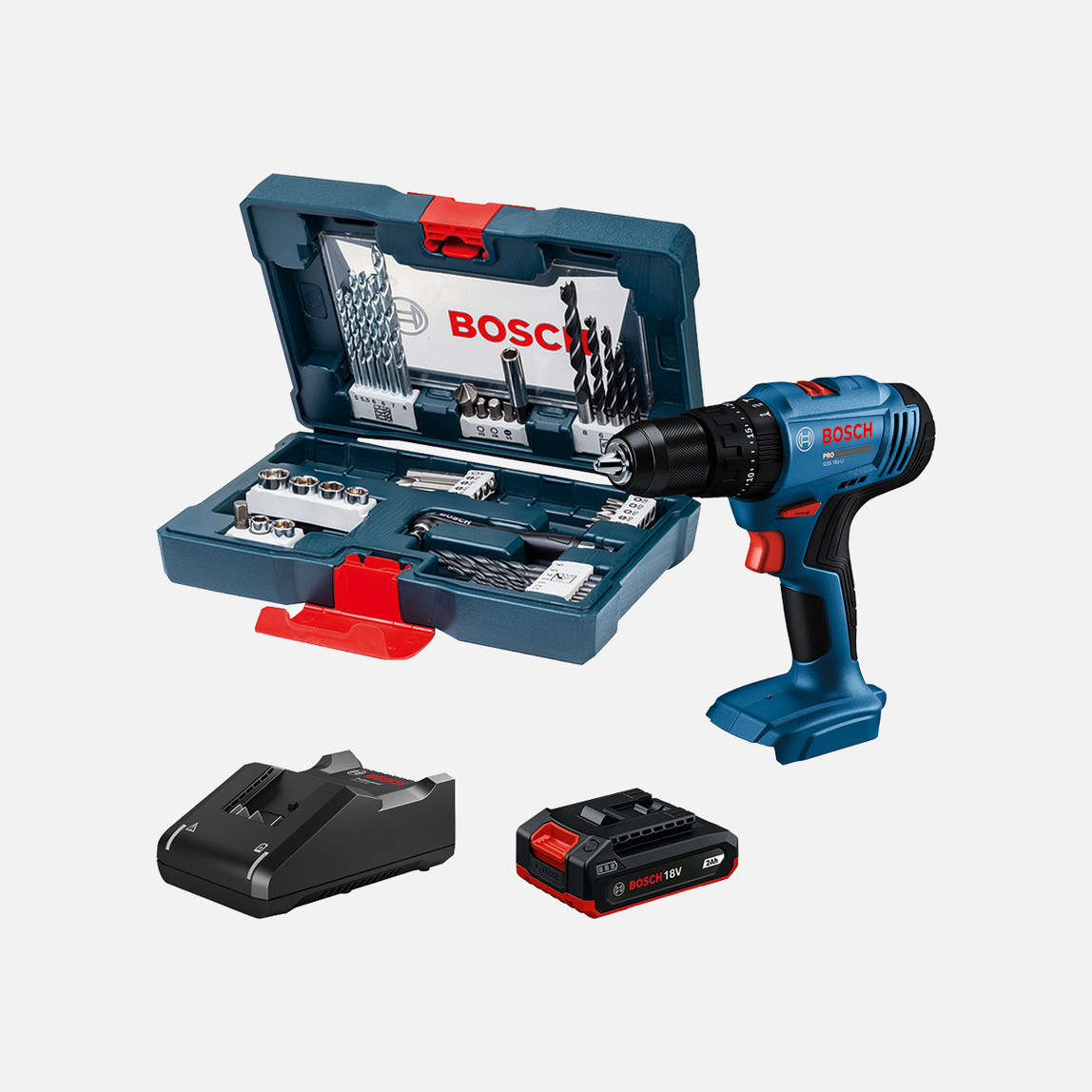    Bosch GSB 183-Lİ Darbeli Matkap (2.0 Ah Akü ve 41 Parça Aksesuar Setli) 