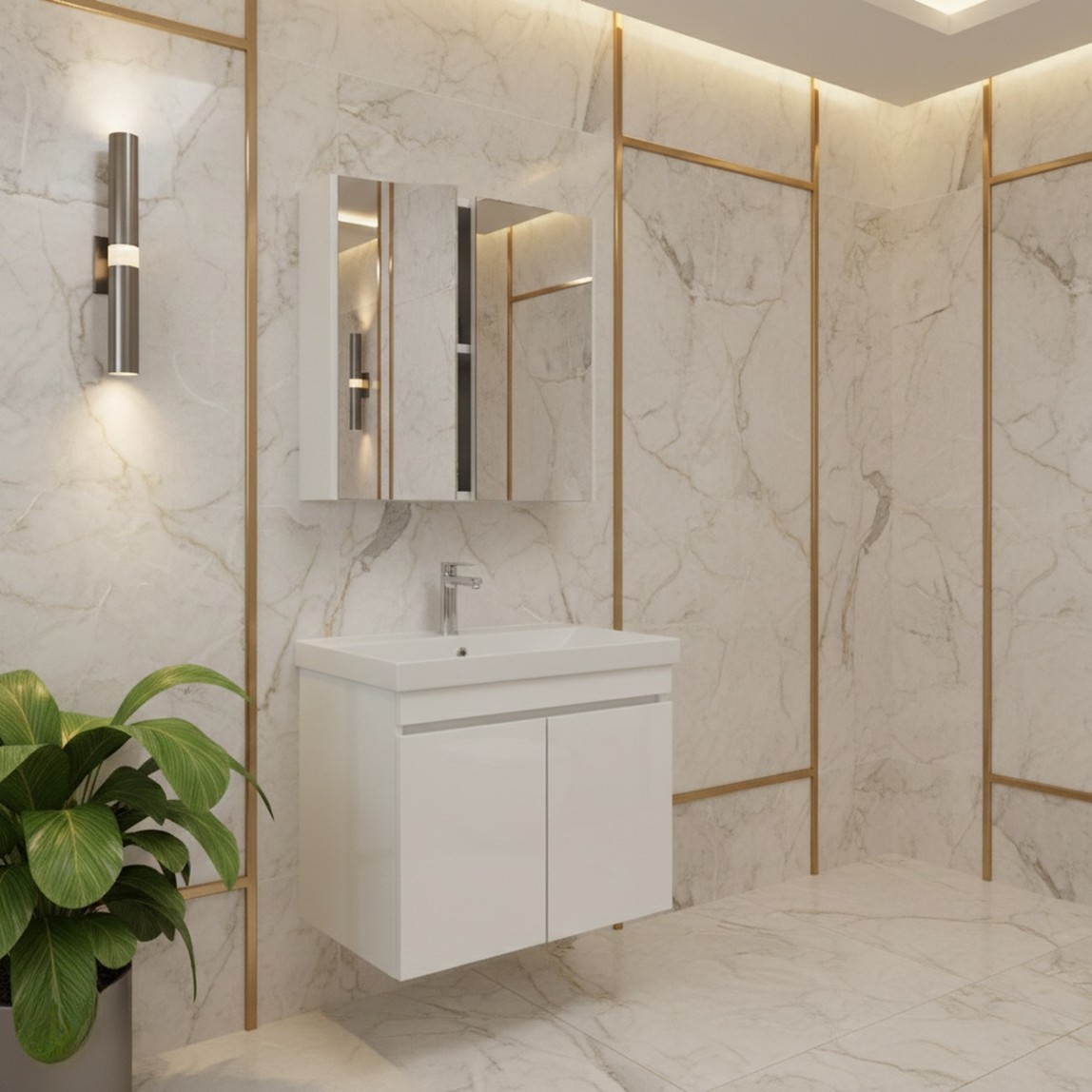    Pearl Aynalı 60 cm Banyo Dolabı 