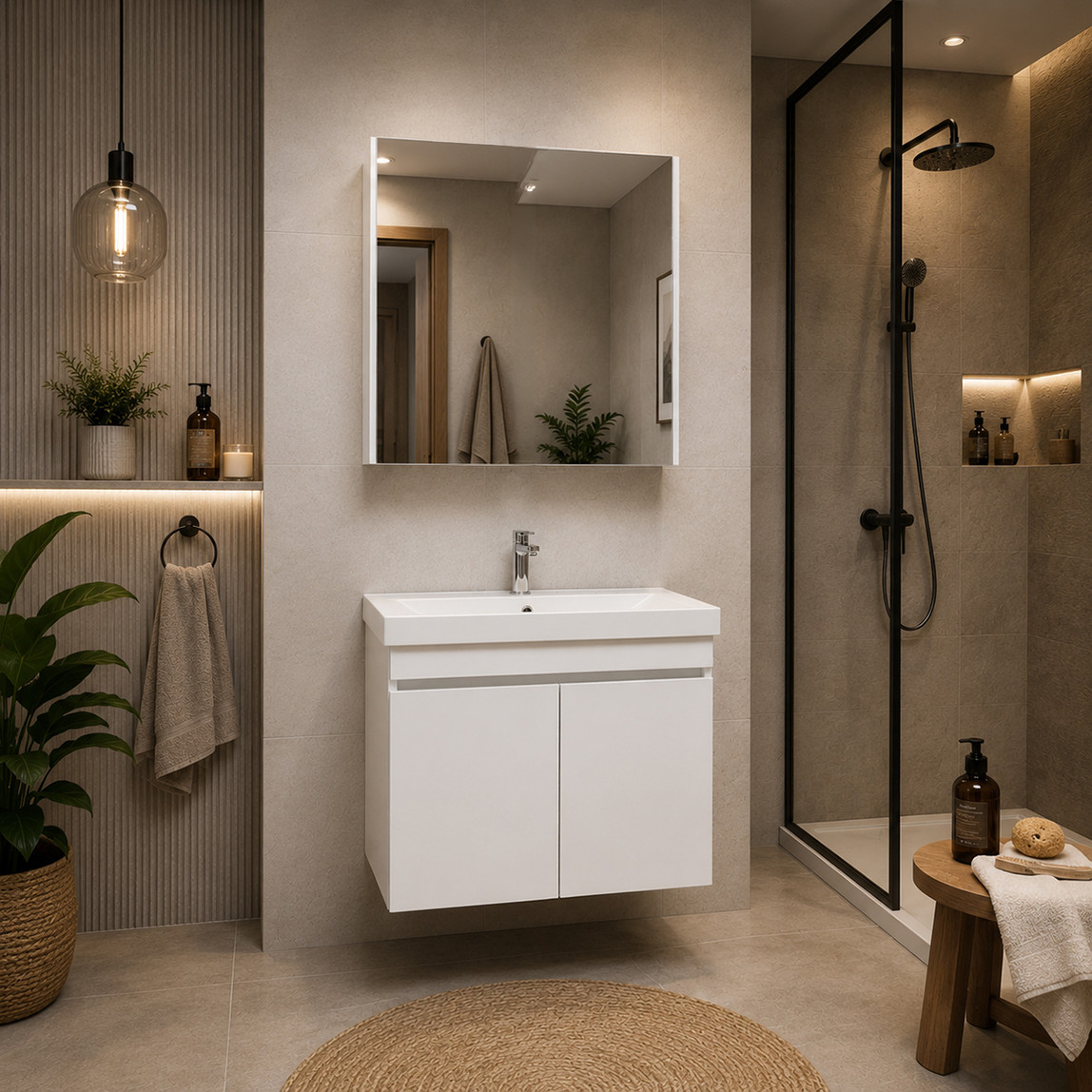    Pearl Aynalı 60 cm Banyo Dolabı 