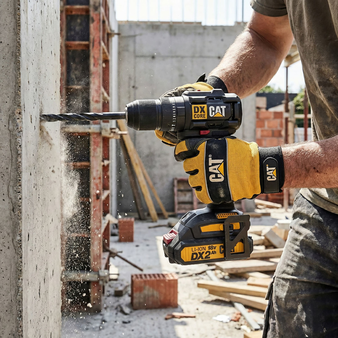    Cat DX1010.1 18Volt 2.0Ah Li-ion Çift Akülü Kömürsüz Profesyonel Şarjlı Darbeli Matkap + 20 Parça Delme Vidalama Uç Seti 