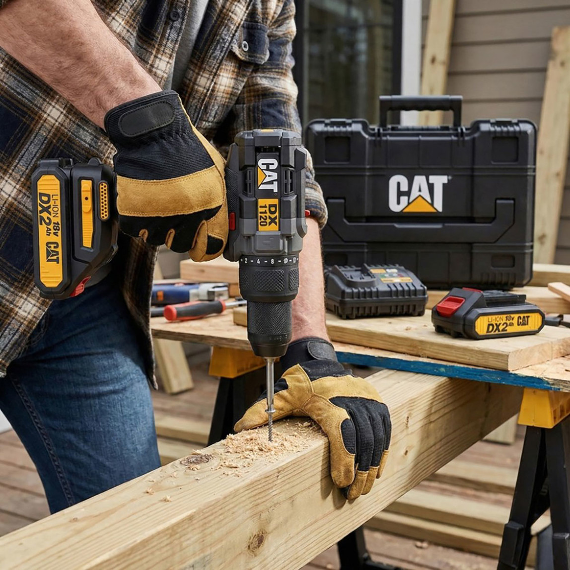    Cat DX1120 18Volt/2.0Ah Li-ion Çift Akülü Kömürsüz Profesyonel Şarjlı Darbeli Matkap 