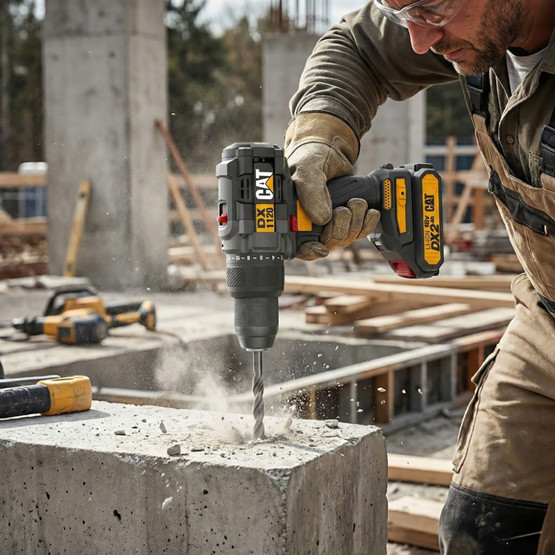 Cat DX1120 18Volt/2.0Ah Li-ion Çift Akülü Kömürsüz Profesyonel Şarjlı Darbeli Matkap + DA01902 45 Parça Vidalama Uç Seti
