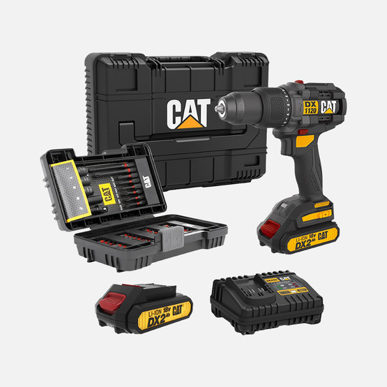 Cat DX1120 18Volt/2.0Ah Li-ion Çift Akülü Kömürsüz Profesyonel Şarjlı Darbeli Matkap