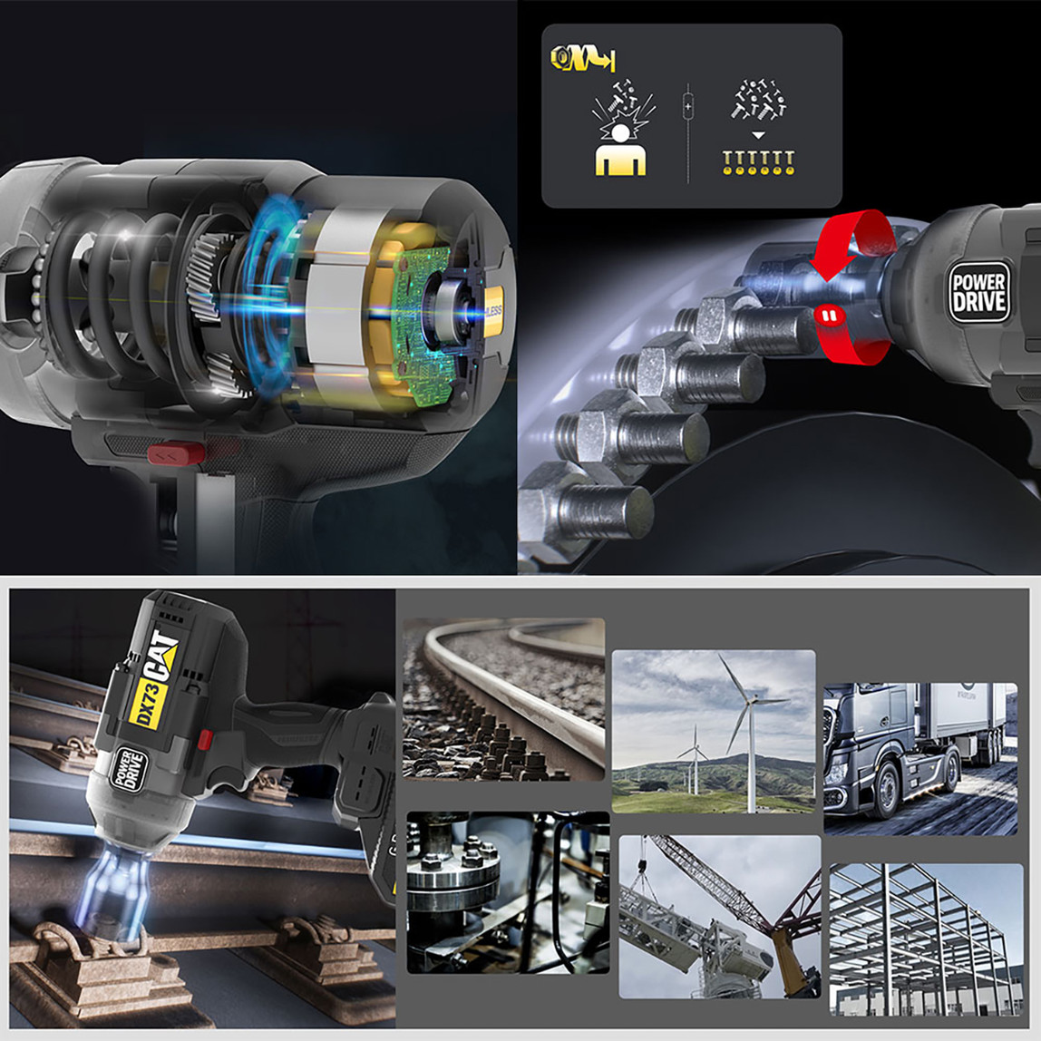    Cat DX73B 18Volt 1700/2100Nm Kömürsüz Profesyonel Şarjlı Somun Sıkma (Akü Dahil Değildir) 