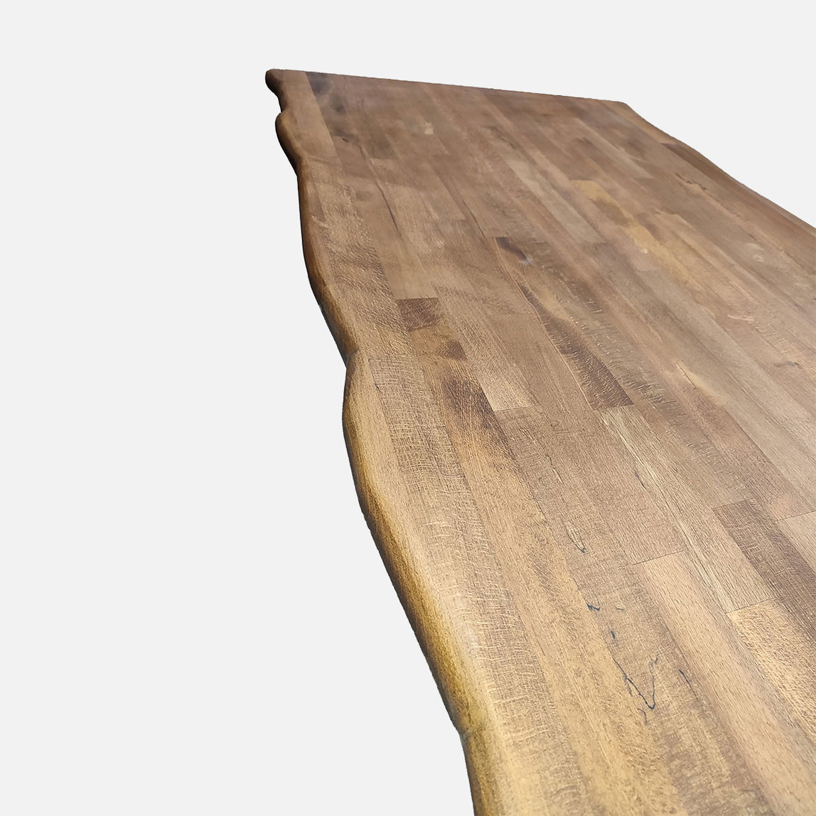    Kenarı Radiuslu Kayın Eskitme Masa Tablası 150 cm 