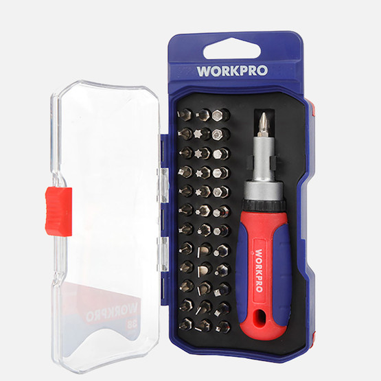 WORKPRO WP200517 38 Parça Profesyonel CR-V Cırcırlı Bits Tornavida Seti 