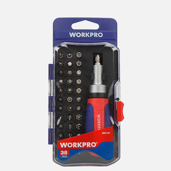 WORKPRO WP200517 38 Parça Profesyonel CR-V Cırcırlı Bits Tornavida Seti 