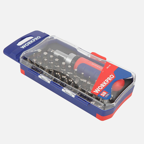 WORKPRO WP200517 38 Parça Profesyonel CR-V Cırcırlı Bits Tornavida Seti 