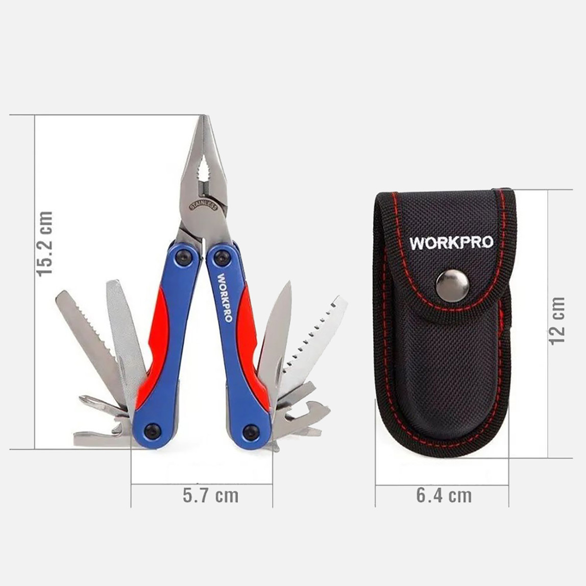    WORKPRO WP382017 12 IN 1 Çok Fonksiyonlu Profesyonel Mini Pense Seti + Taşıma Kılıfı 