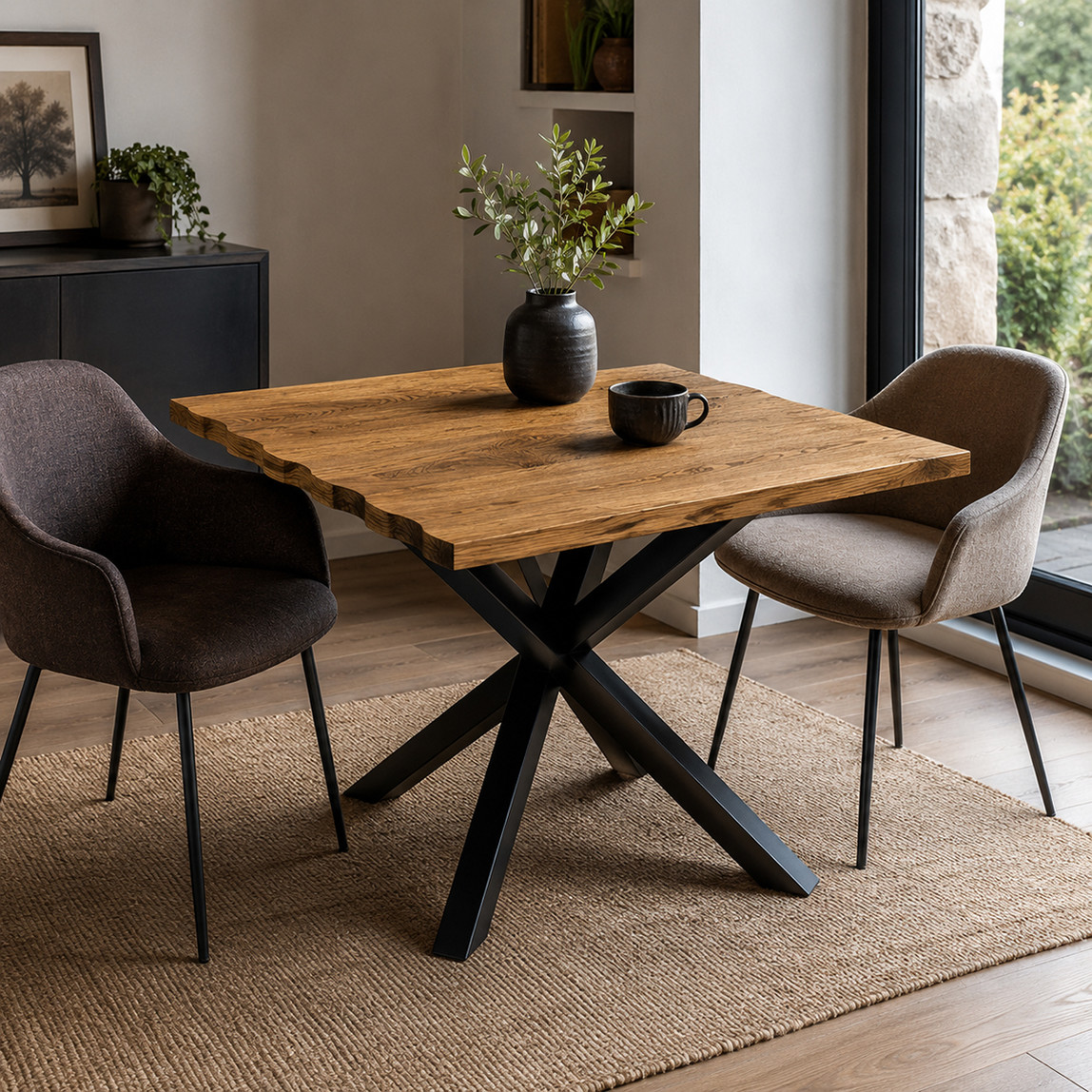    Doğal Kenarlı Kestane Eskitme Masa Tablası 70 cm 