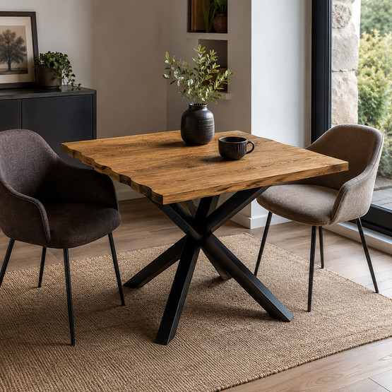 Doğal Kenarlı Kestane Eskitme Masa Tablası 70 cm