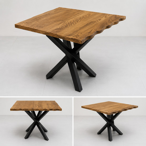 Doğal Kenarlı Kestane Eskitme Masa Tablası 70 cm