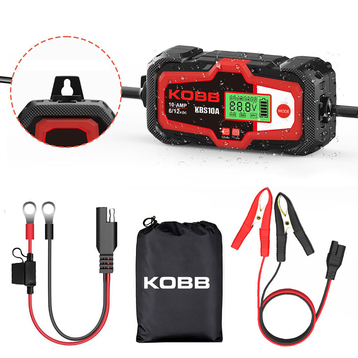    Kobb KBS10A 6/12V 200A Dijital Akü Şarj / Akü Bakım / Desülfatör ve Power Supply 