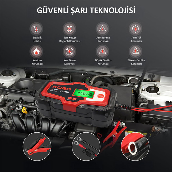 Kobb KBS10A 6/12V 200A Dijital Akü Şarj / Akü Bakım / Desülfatör ve Power Supply