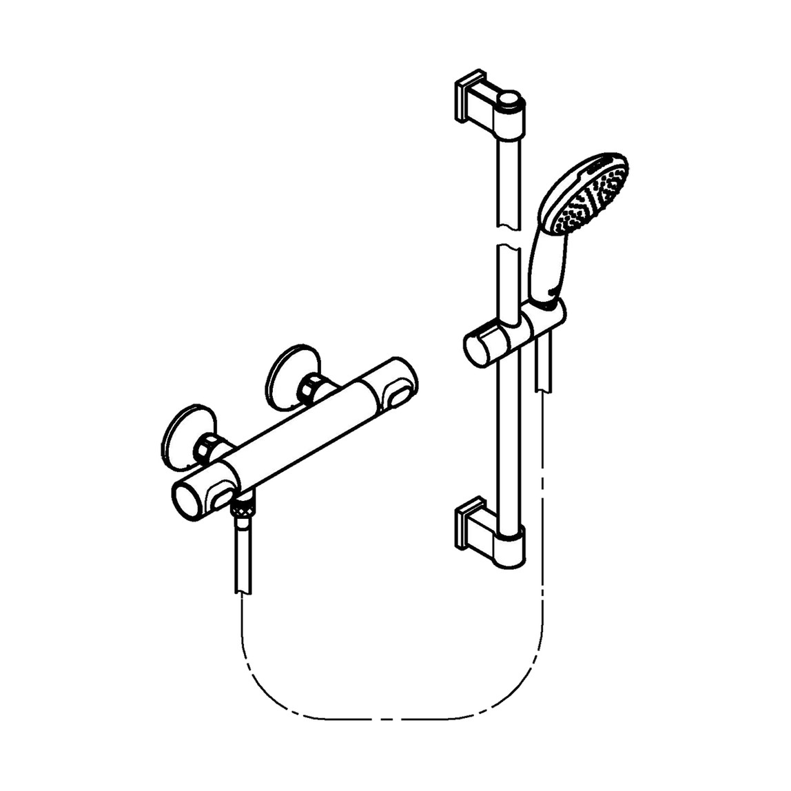    Grohe Precision Flow Termostatik Duş Bataryası ve Vitalio Start 110 Sürgülü Duş Seti 