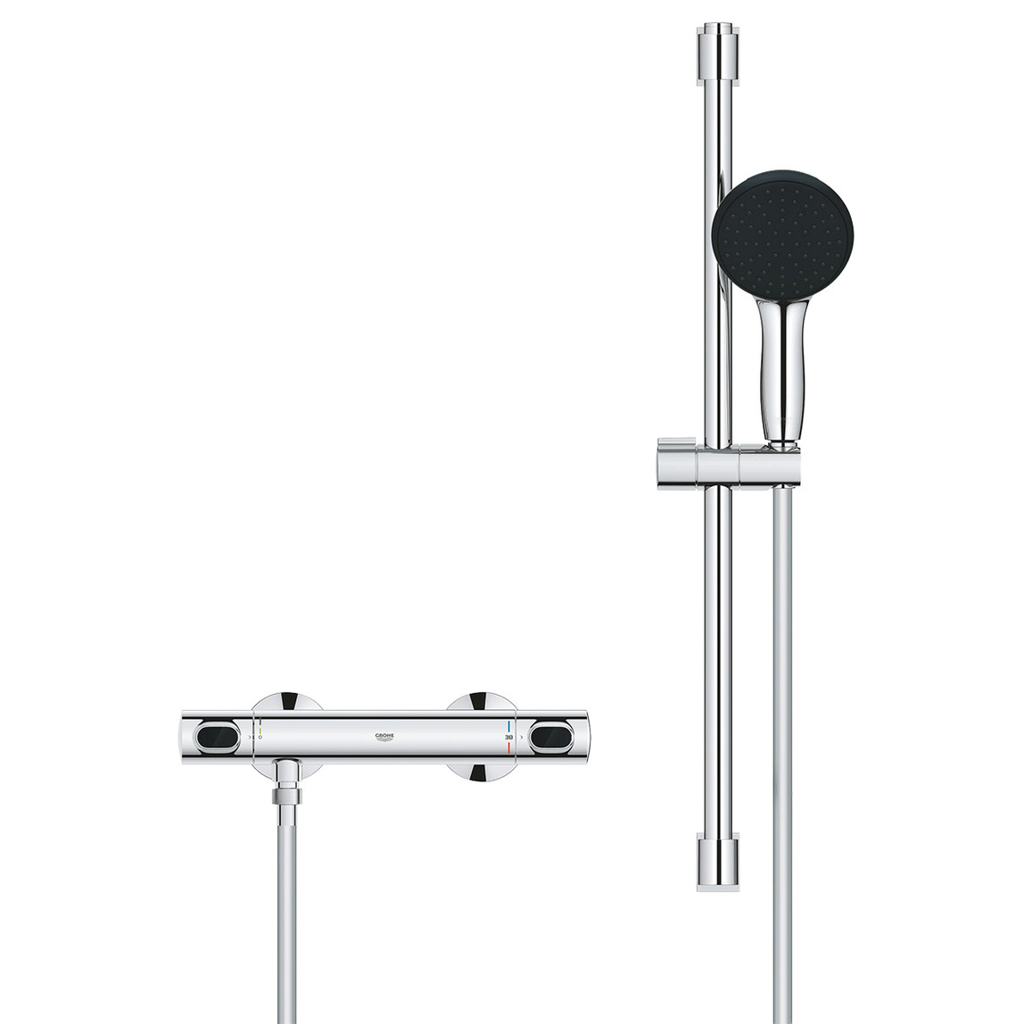    Grohe Precision Flow Termostatik Duş Bataryası ve Vitalio Start 110 Sürgülü Duş Seti 