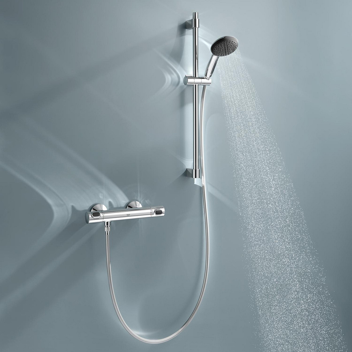    Grohe Precision Flow Termostatik Duş Bataryası ve Vitalio Start 110 Sürgülü Duş Seti 