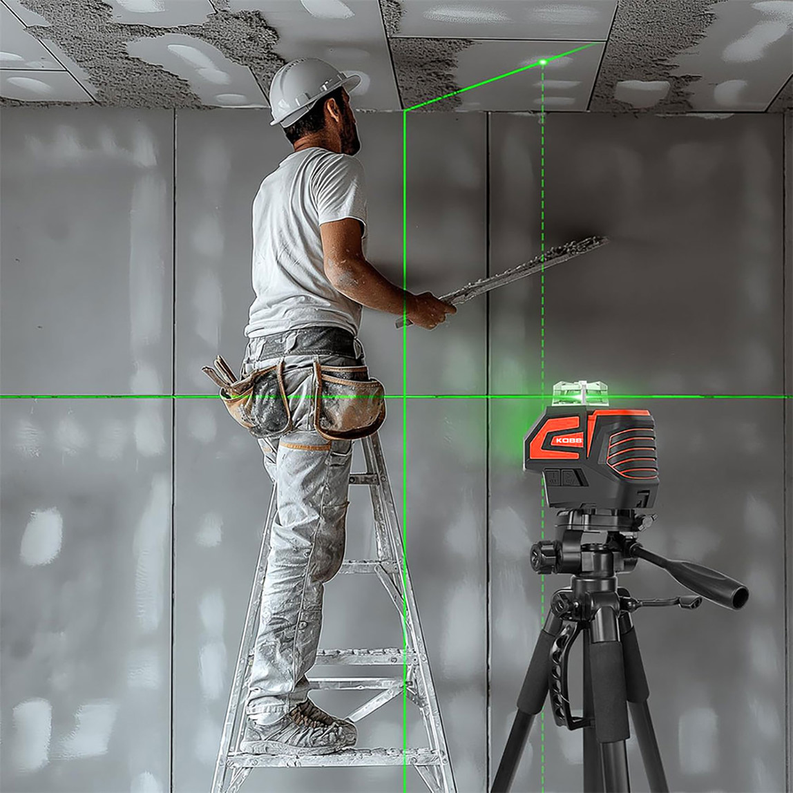    Kobb KBL32G Profesyonel Li-ion Yatay ve Dikey Otomatik Hizalamalı Yeşil Nokta Şakül ve Yeşil Çapraz Çizgi Lazer Distomat  