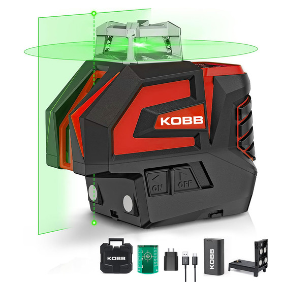 Kobb KBL32G Profesyonel Li-ion Yatay ve Dikey Otomatik Hizalamalı Yeşil Nokta Şakül ve Yeşil Çapraz Çizgi Lazer Distomat