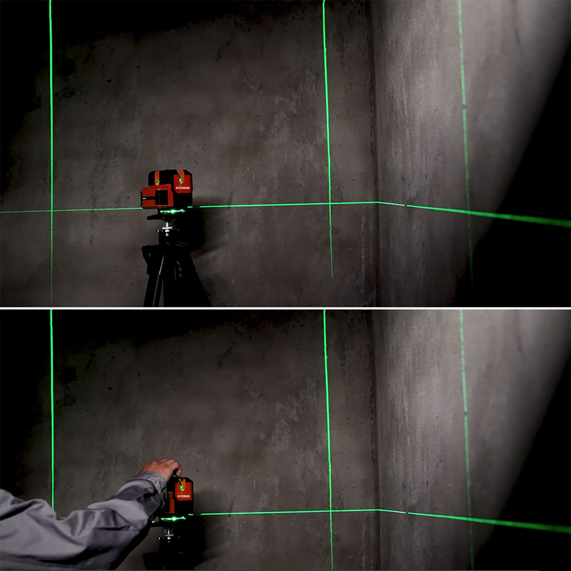    Kobb KBL41G 30 Metre Otomatik Hizalamalı Li-ion Çift Akülü Profesyonel Yeşil Çapraz Çizgi Lazer Distomat 