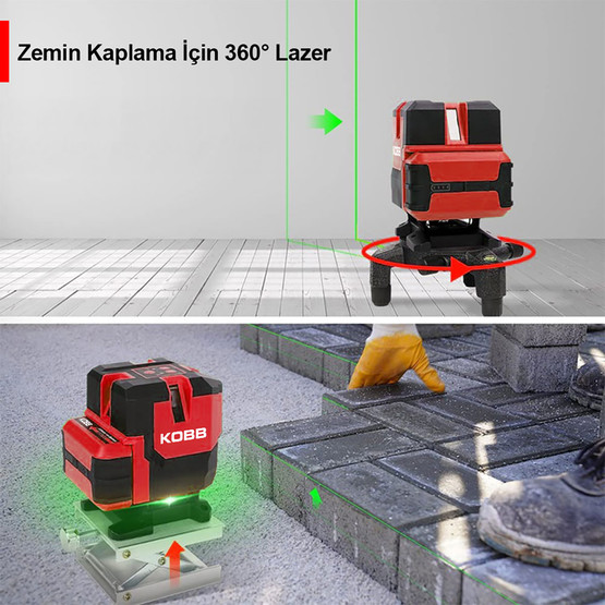 Kobb KBL41G 30 Metre Otomatik Hizalamalı Li-ion Çift Akülü Profesyonel Yeşil Çapraz Çizgi Lazer Distomat