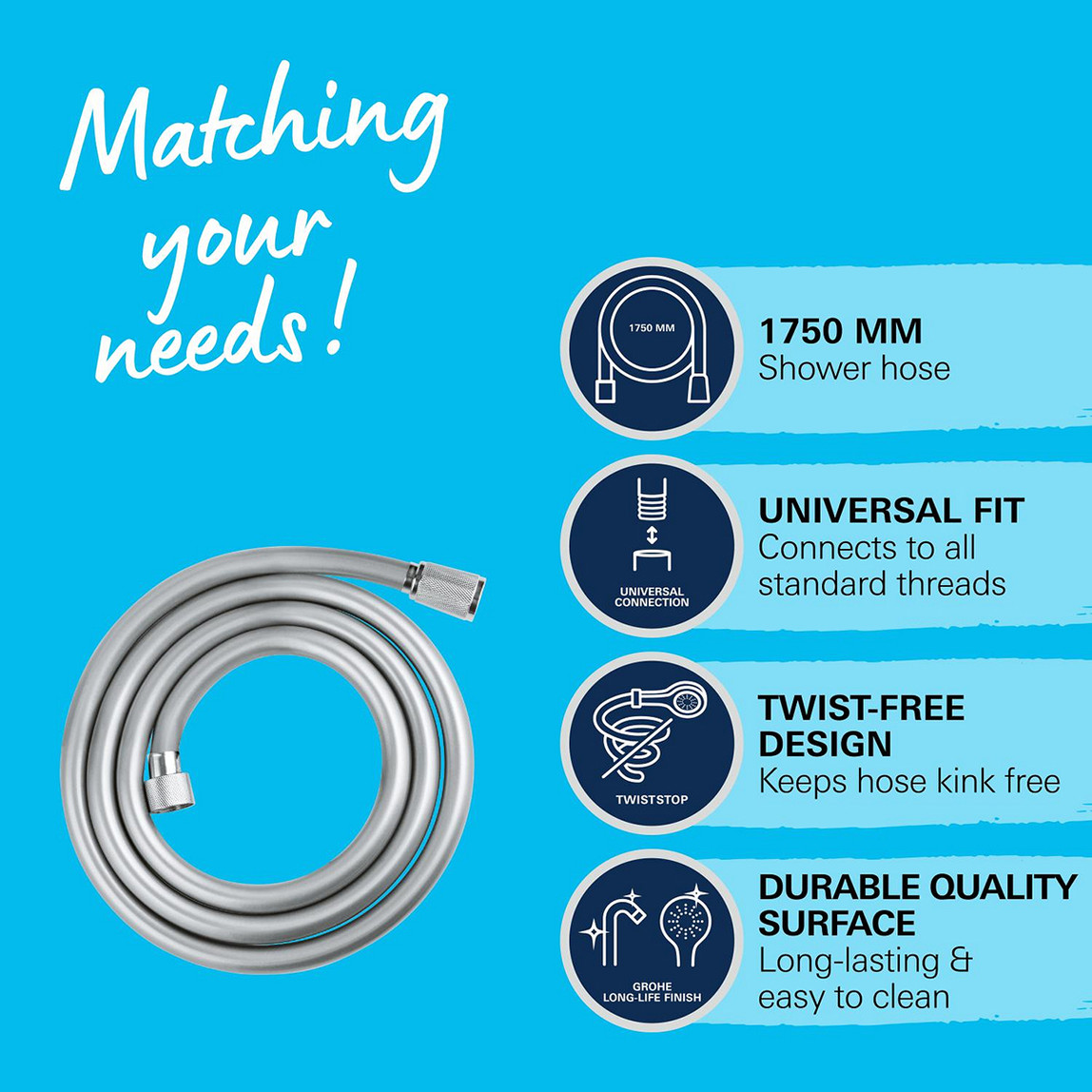    Grohe Vitalio Flex Trend Duş Hortumu 175 cm 
