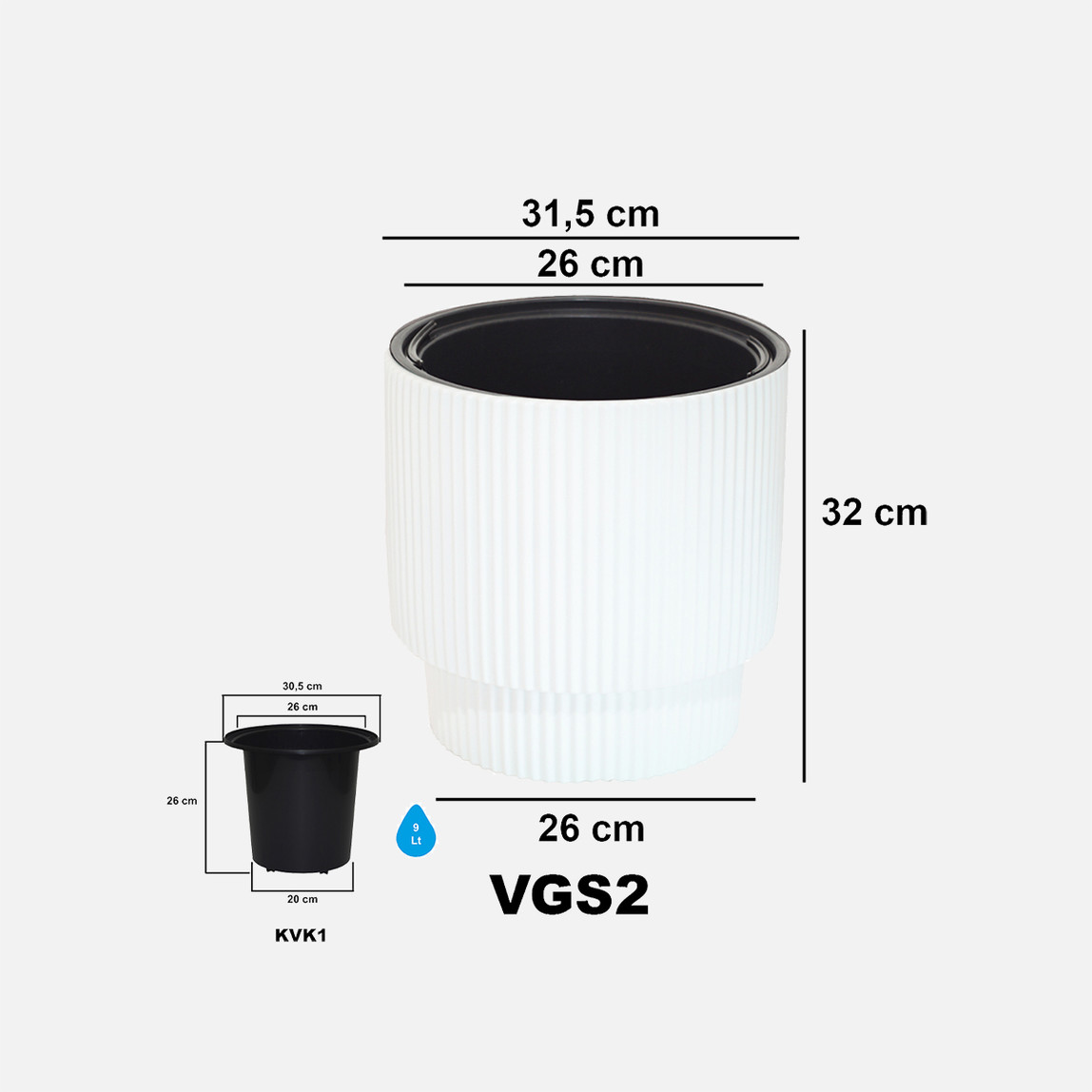    Vega Saksı 2 No Beyaz 20 Lt  